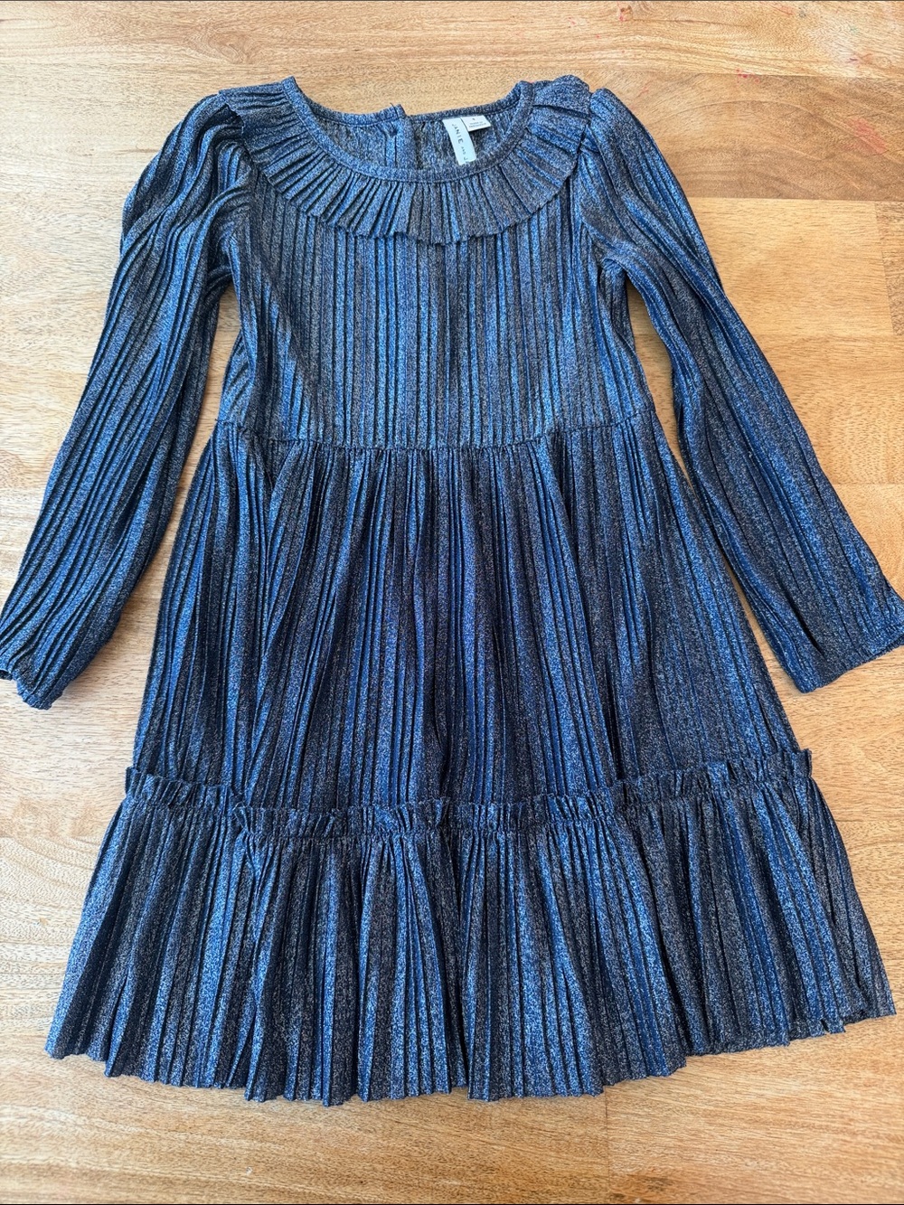 Janie and Jack gray and Silver Metallic Pleated Dress